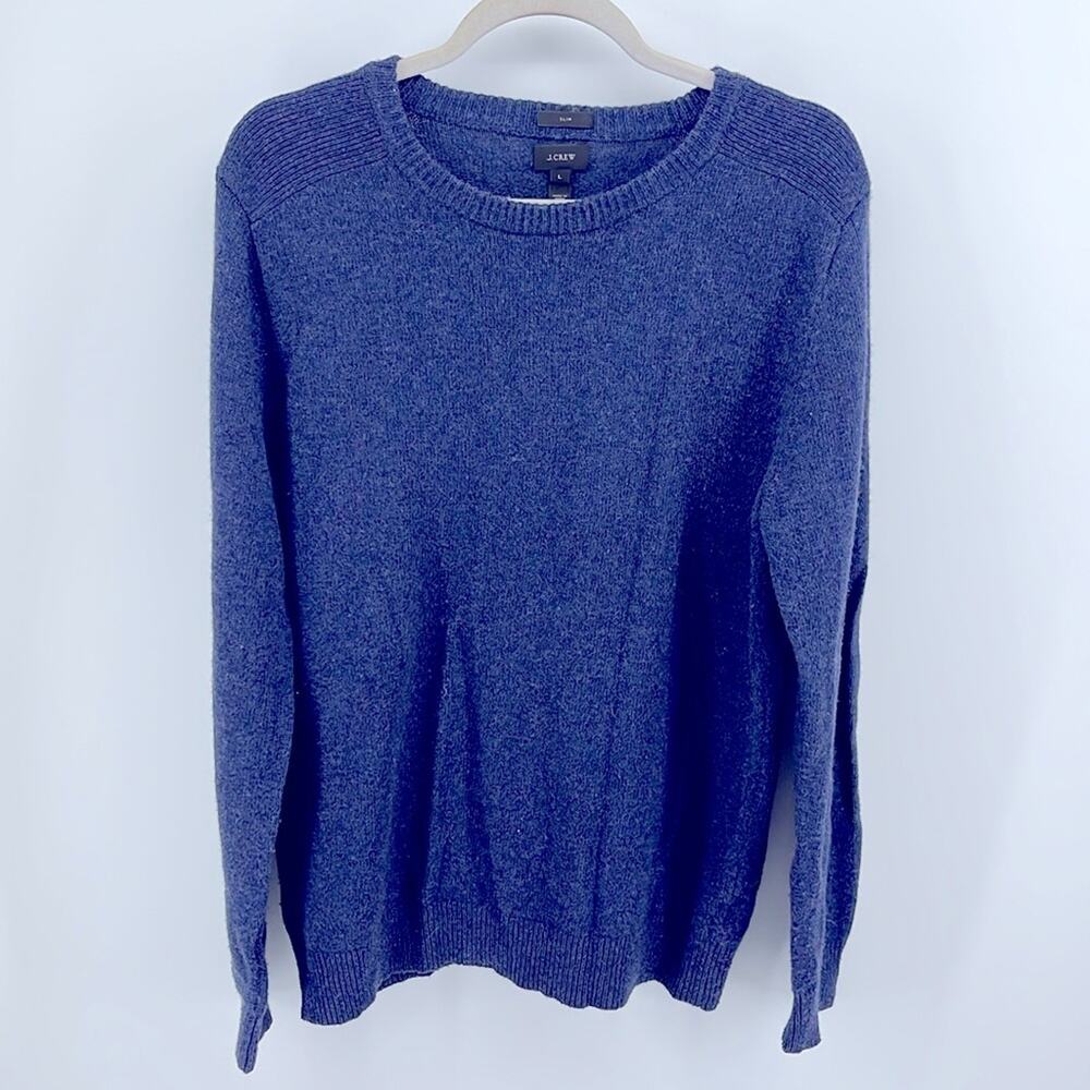 J. Crew Slim fit rugged Merino wool blend crew neck knit sweater sz L